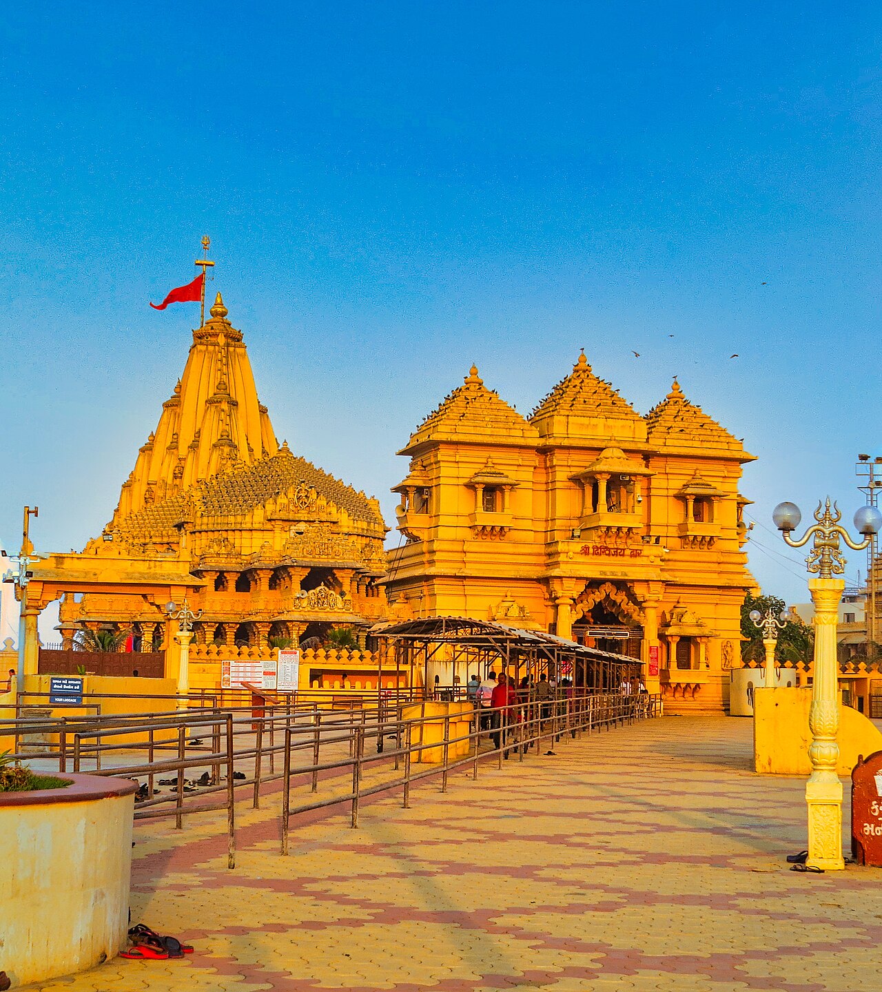 The carved shikhara of the Somnath jyotirlinga Temple at Prabhas Patan