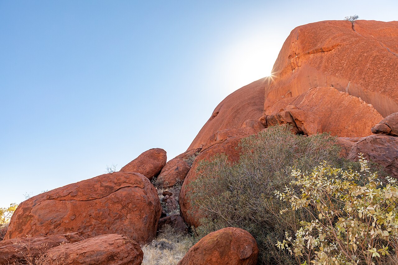 The Kuniya walk path approaching the folded southern face of Uluru