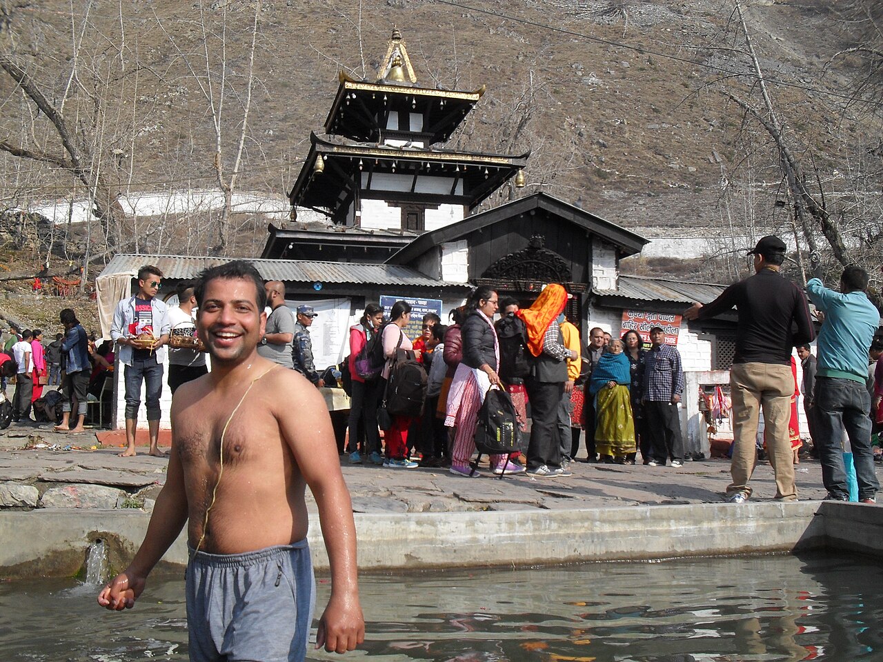 The Muktinath Temple beneath the bare mountains of Mustang