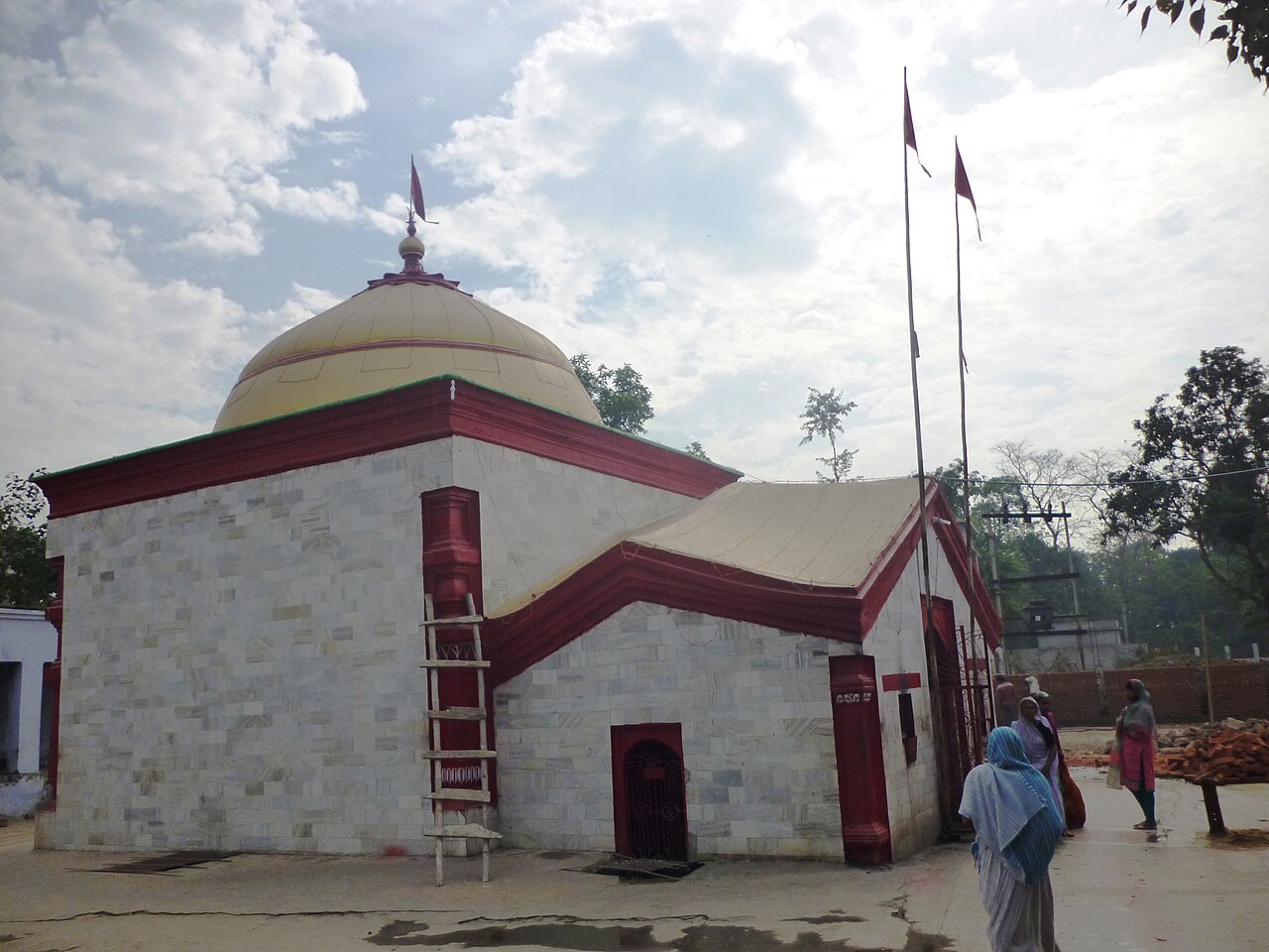 Ugratara Shakti Peeth rising over Mahishi, in the Mithila countryside