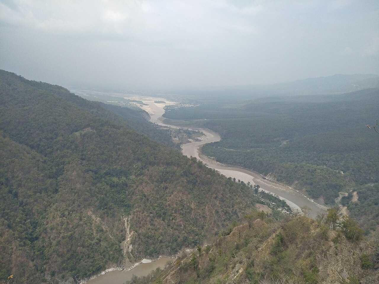 The Kali river at the Nepal border, seen from Her hill at Purnagiri