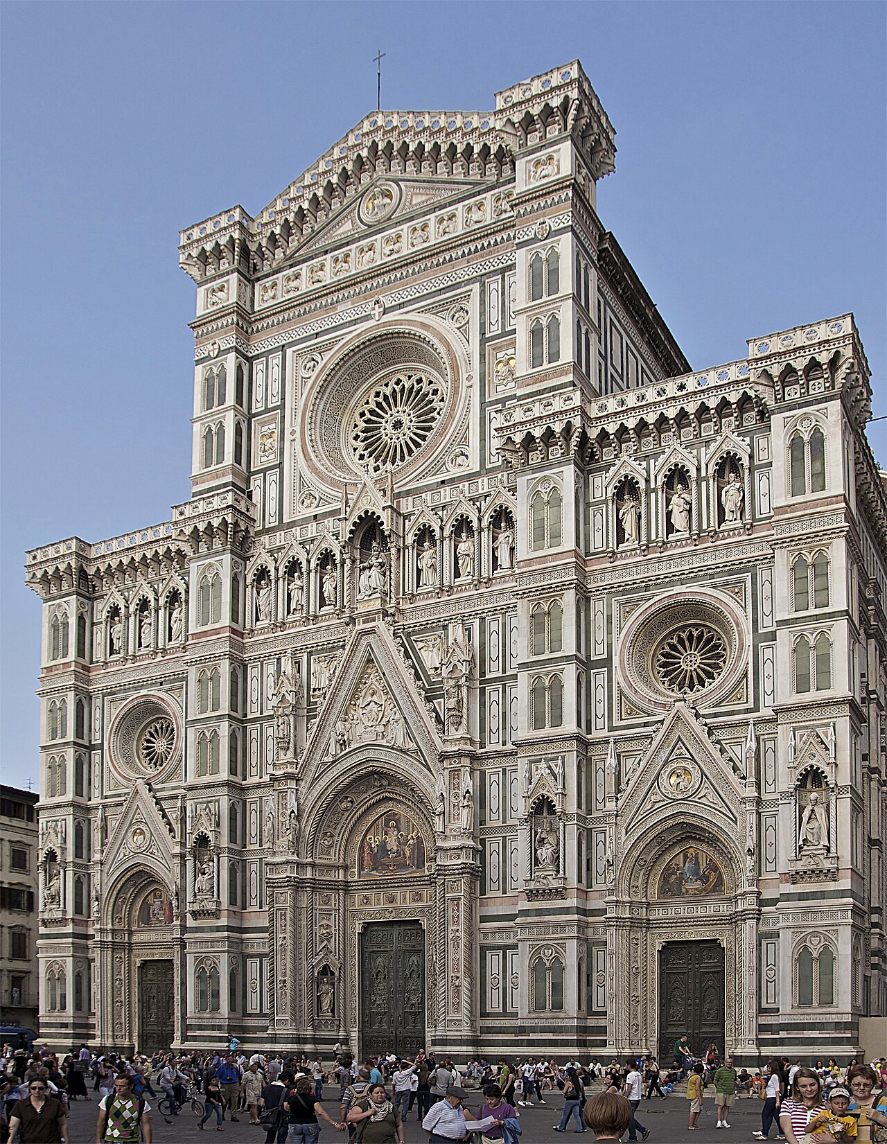 The neo-Gothic marble facade of Florence Cathedral, completed in 1887 by Emilio De Fabris