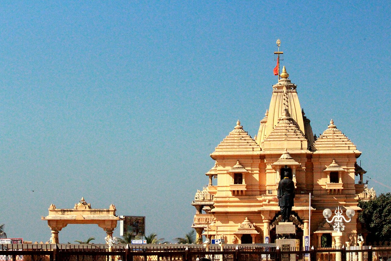 The Somnath Temple rising above the Saurashtra shore, seat Of Maa Chandrabhaga Devi
