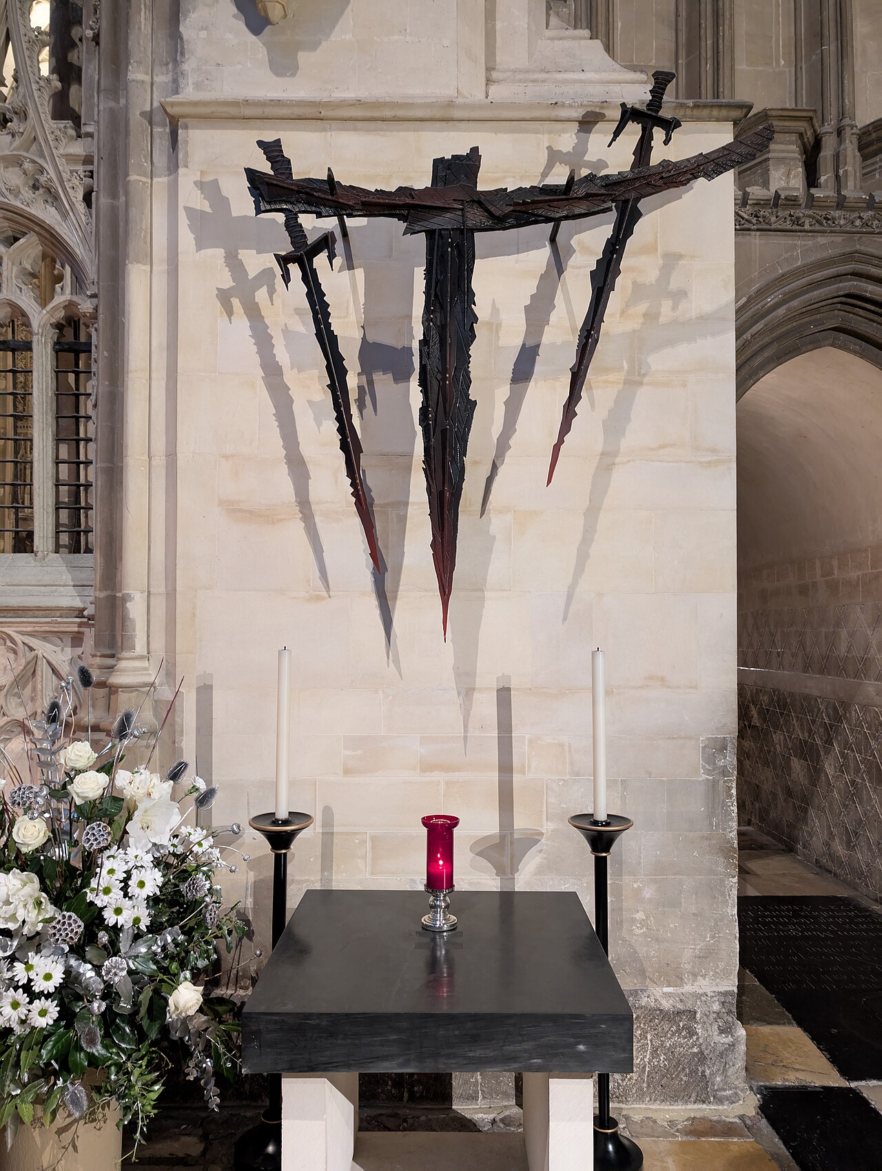 Giles Blomfield's sculpture of jagged swords above the Martyrdom, the place of Becket's murder