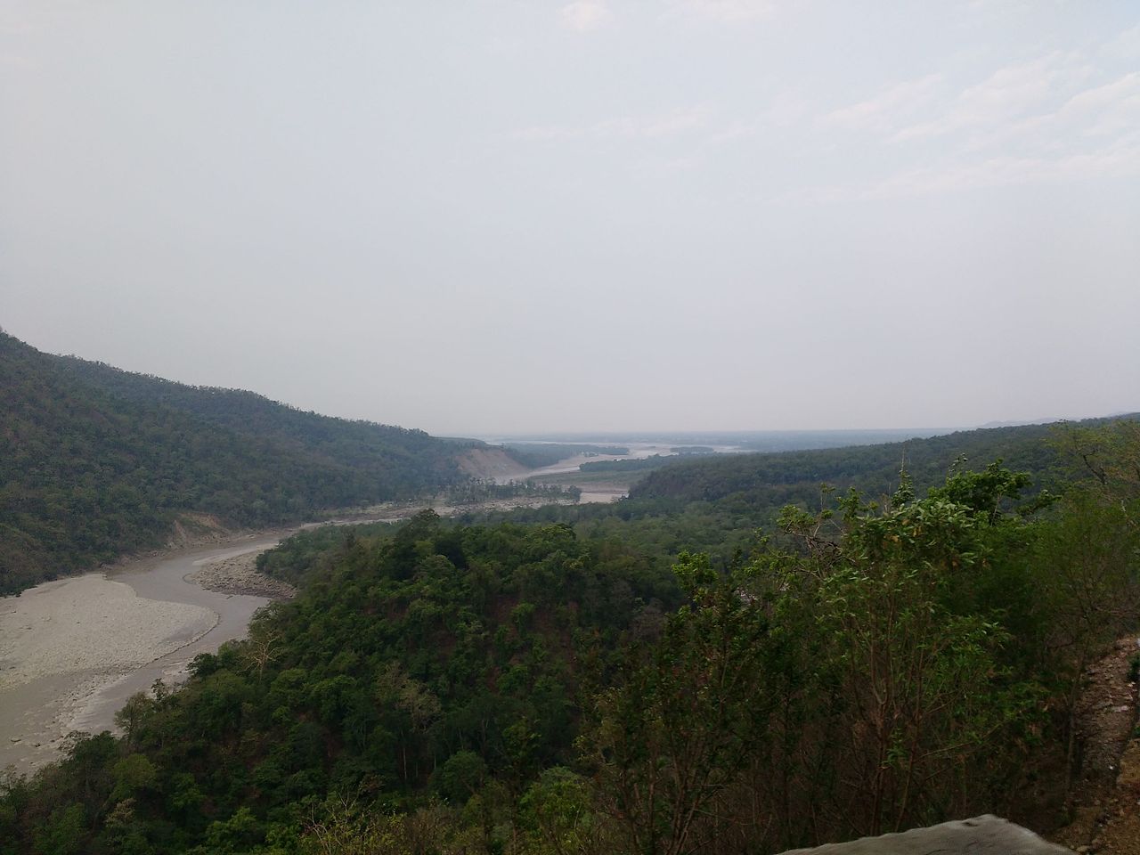The Sharda river winding far below Maa Purnagiri's hilltop Shrine