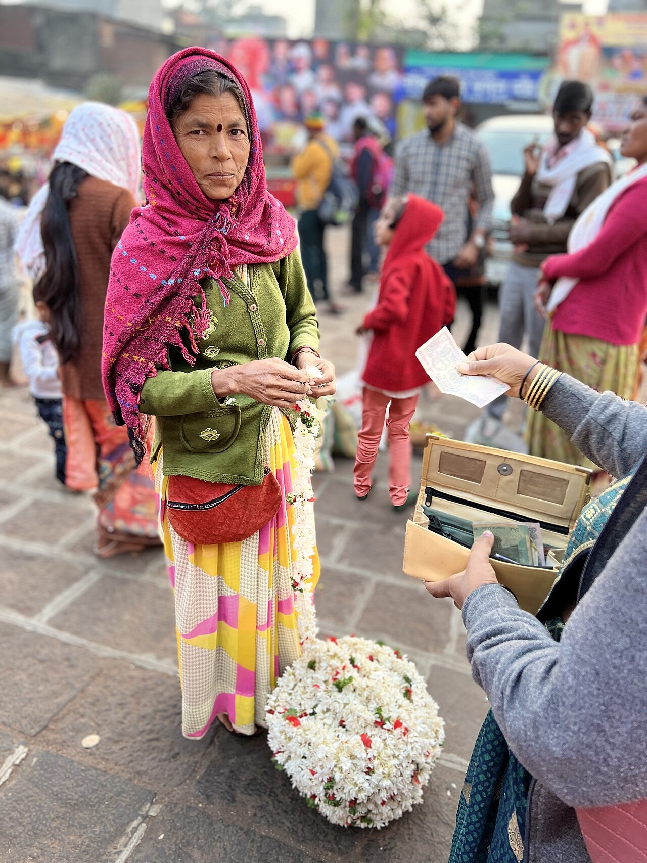 Garlands and offerings sold For Maa outside the Tuljapur Temple