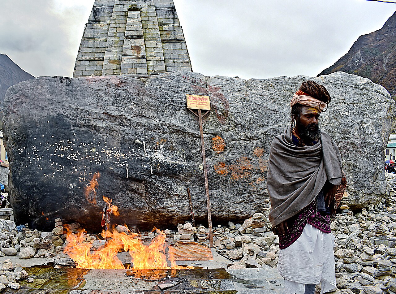 Bhim Shila, the boulder lodged behind Kedarnath temple since the flood of 2013, now honoured by pilgrims